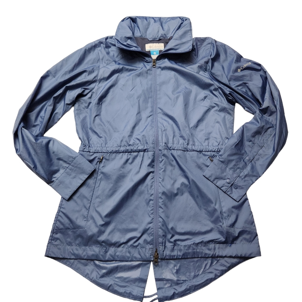 Women's Columbia Sustina Springs Hooded Windbreaker Jacket Blue Dusk M